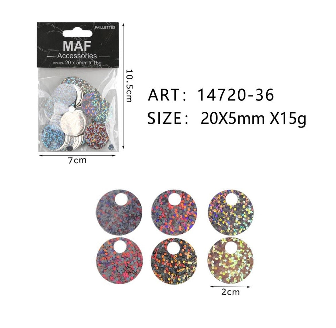 PAIETTE 20x5mm 15g ART.14720