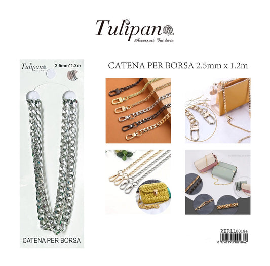 CATENA per borsa argento 2,5mmx1,2m