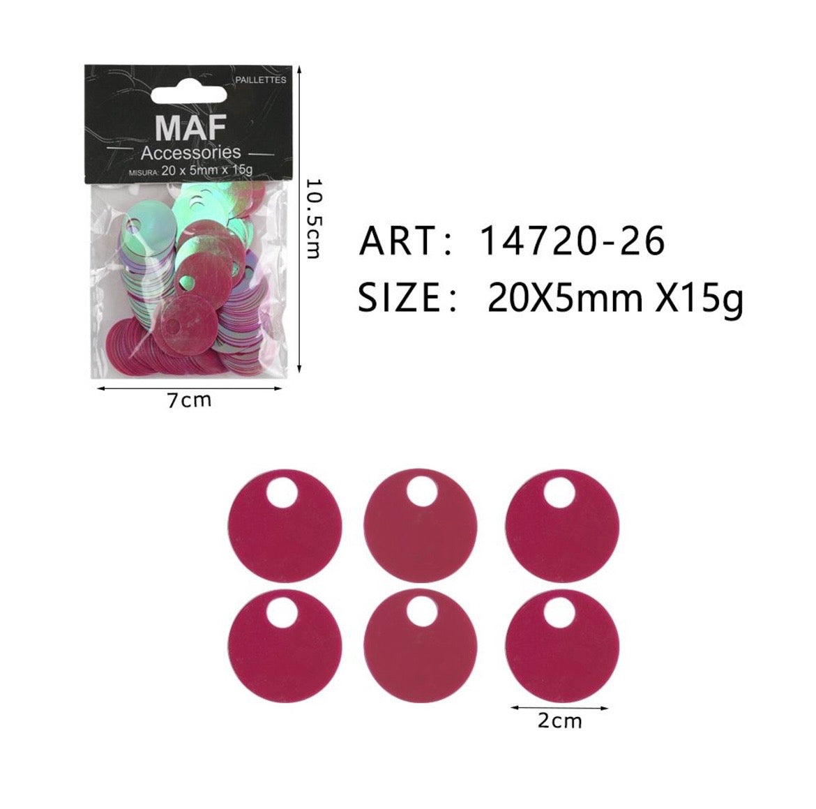 PAIETTE 20x5mm 15g ART.14720