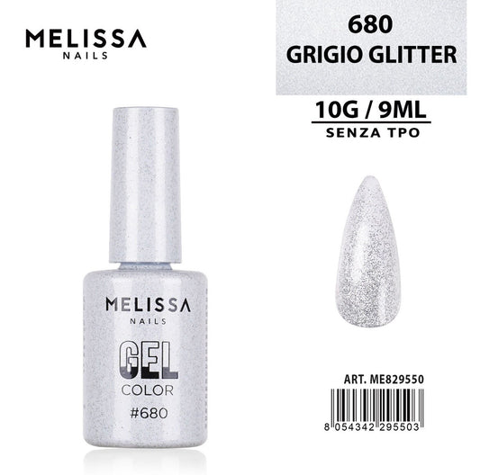 MELISSA SMALTO GEL UNGHIE 9ML N.680 GRIGIO GLITTER