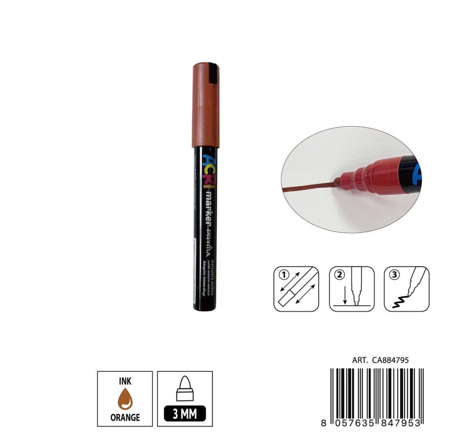PRYMA marcatore acrilico 3mm N.130 arancio