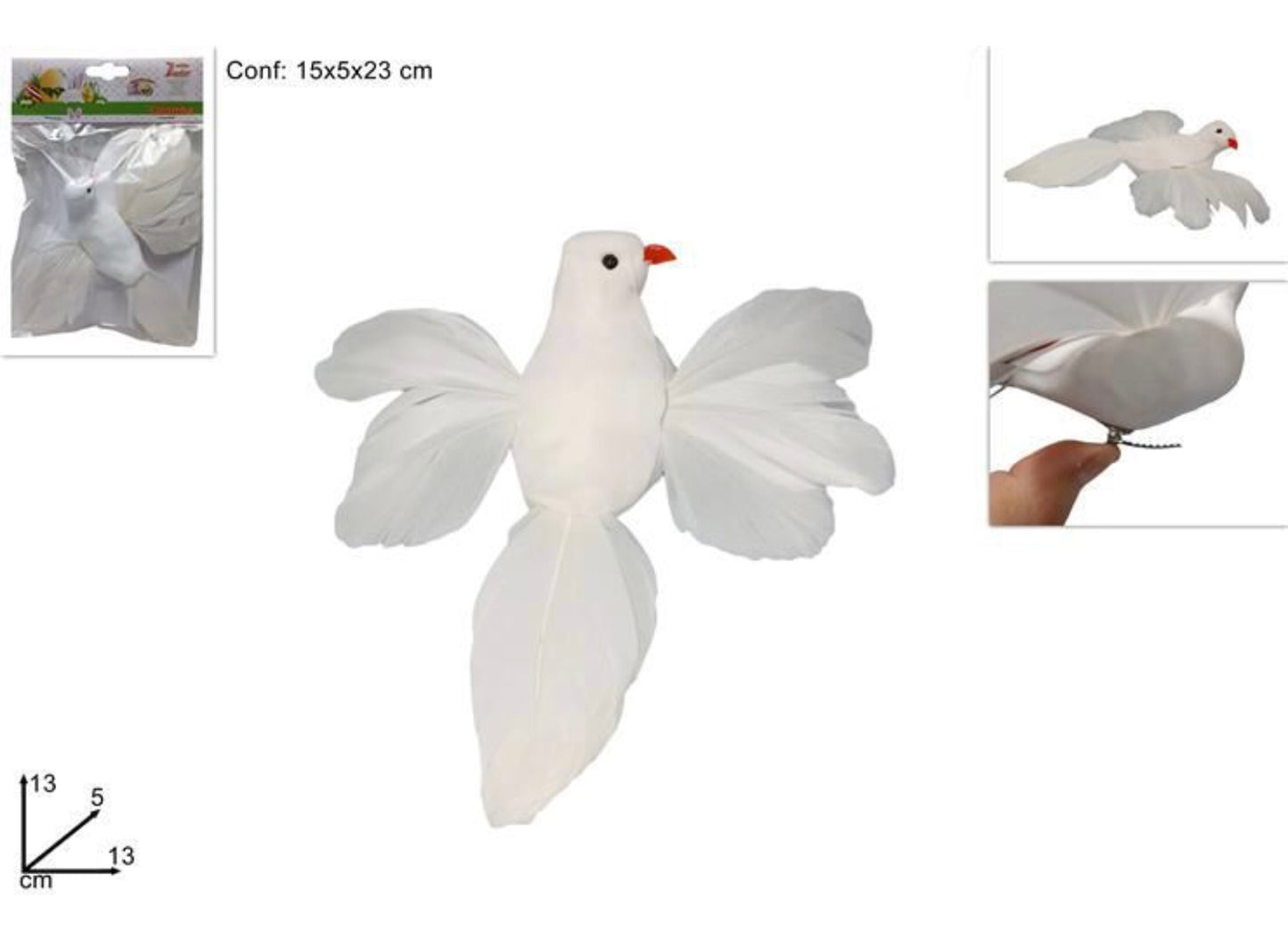 PASQUA colomba con pinzetta 13x5x13cm