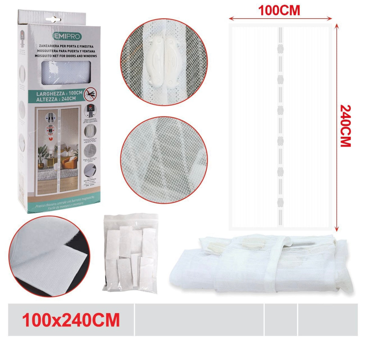 EMI ZANZARIERA PER PORTA E FINESTRA 100*240CM