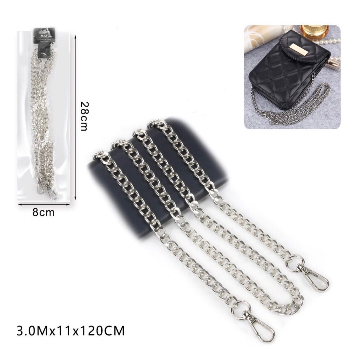 CATENE per borse 3.0mx11x120cm argento /oro