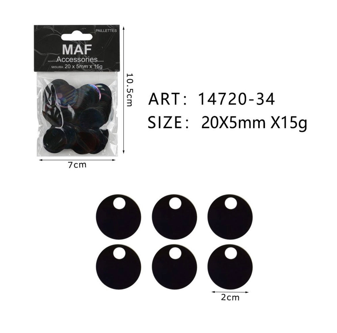 PAIETTE 20x5mm 15g ART.14720