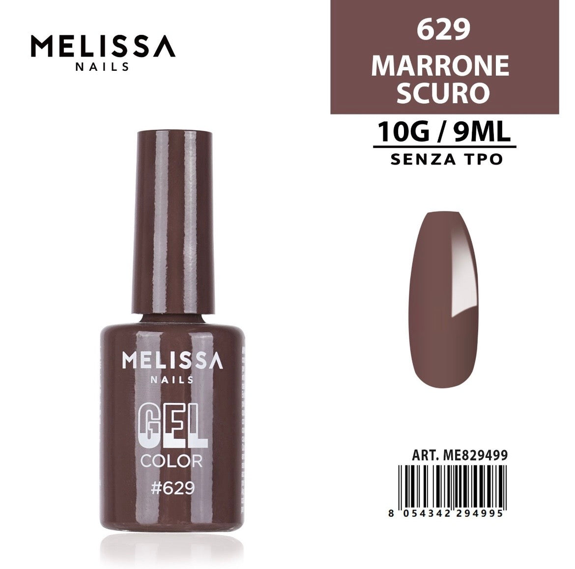 MELISSA SMALTO GEL UNGHIE 9ML N.629 MARRONE SCURO