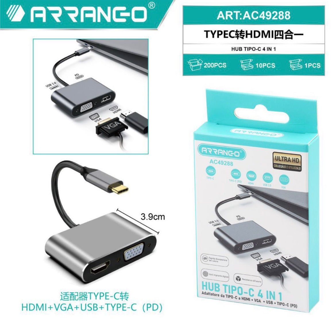 ARRANGO HUB tipo-C 4in 1 AC49288