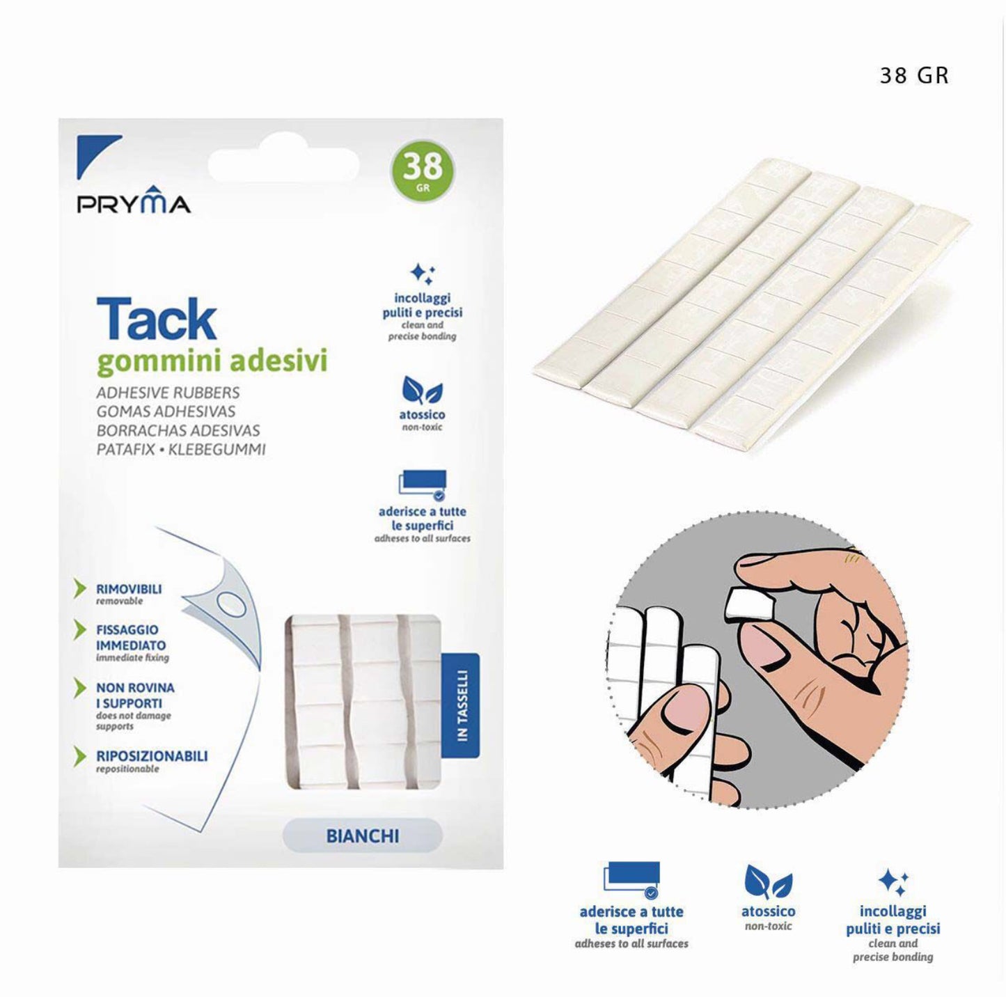 PRYMA gommini adesivi removibili tack 38g