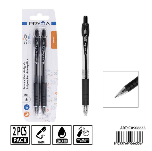 PRYMA Penna a sfera CLICK 0,7mm 2pz nero