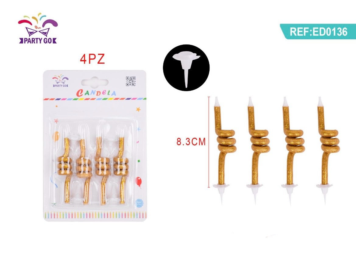 CANDELA SPIRALE GLITTER  8.3CM 4PZ