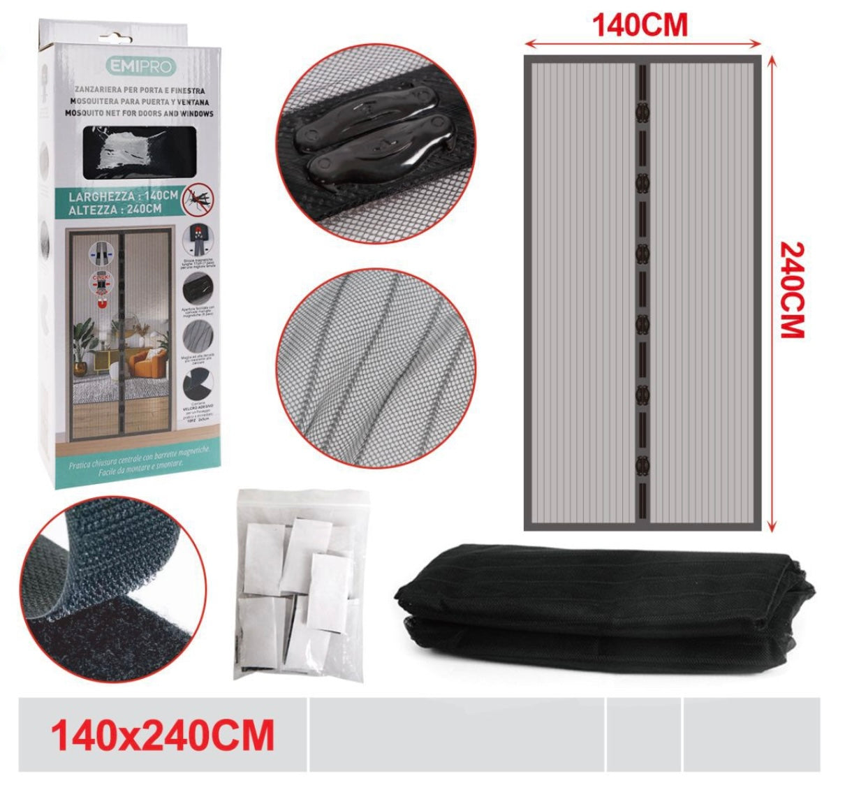 EMI ZANZARIERA PER PORTA E FINESTRA 140*240CM