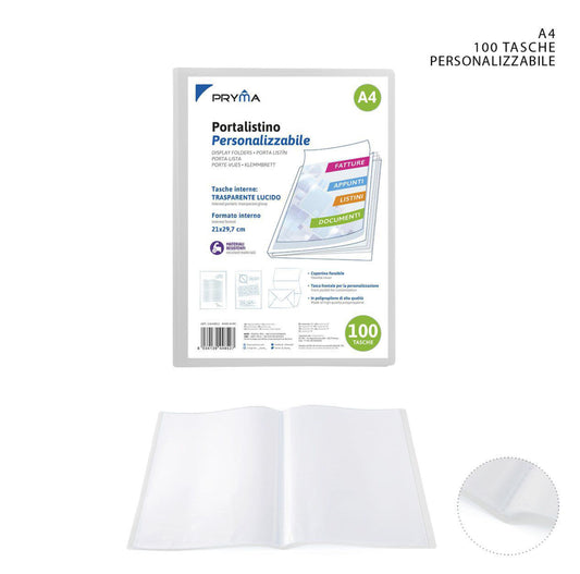 PRYMA portalistino personalizzabile A4 100tasche
