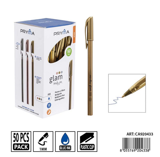 PRYMA PENNA SFERA GLAM 1MM ORO ROSA INCH.blu