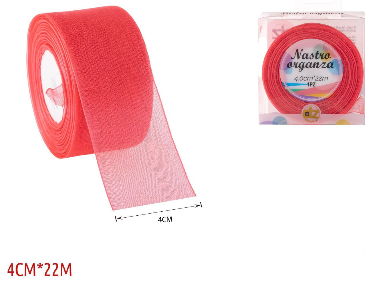 Nastro organza 4 cm ROSSO ANGURIA