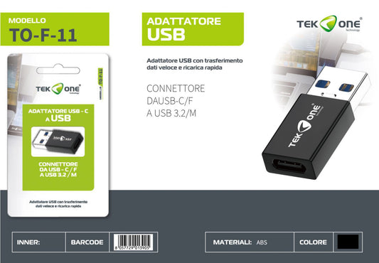 TEK ONE  adattatore da usb 3,2 M A TYPE-C F TO-F-11