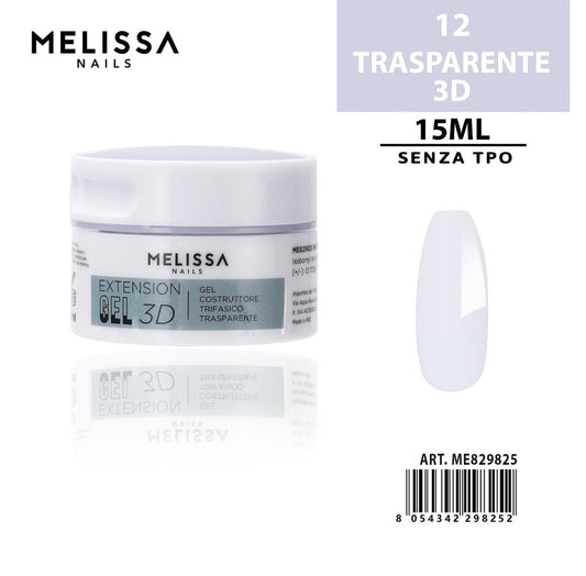 MELISSA GEL COSTR.TRIFASE 3D 15ML N.12 TRASPARENTE