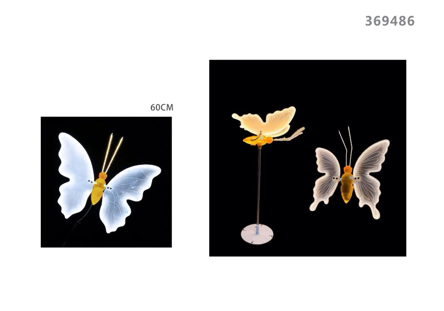 LUCE bianco farfalla statica 60cm