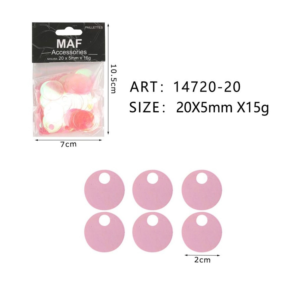 PAIETTE 20x5mm 15g ART.14720