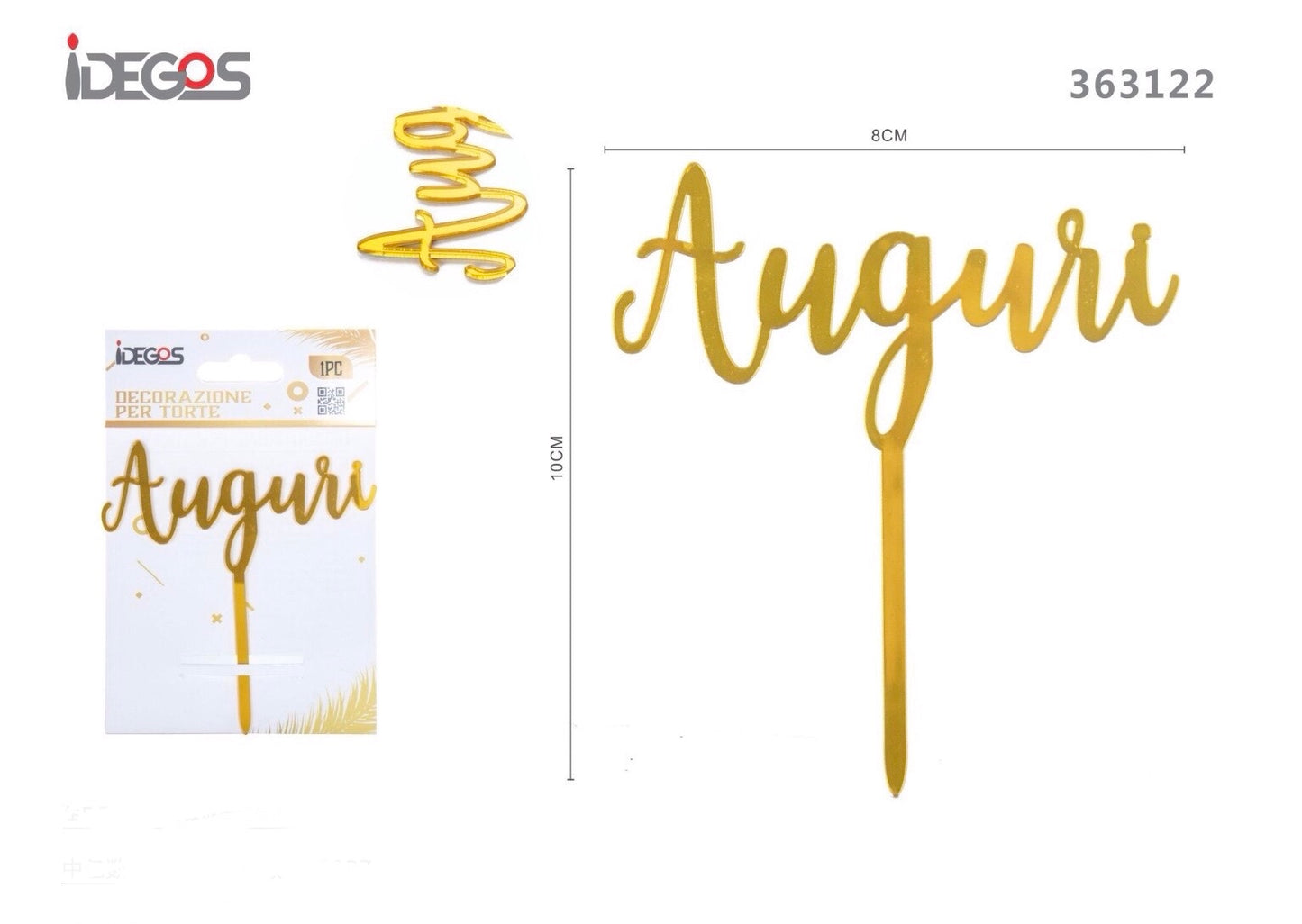 DECORAZIONE per torta  AUGURI 10x8cm