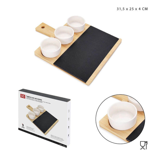 DC CASA tagliere con set ciotola ceramica 3pz