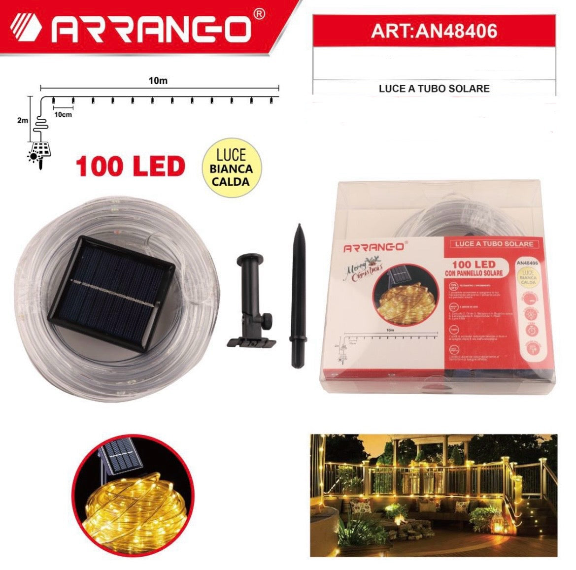 ARRANGO 100 LED Luce a tubo solare