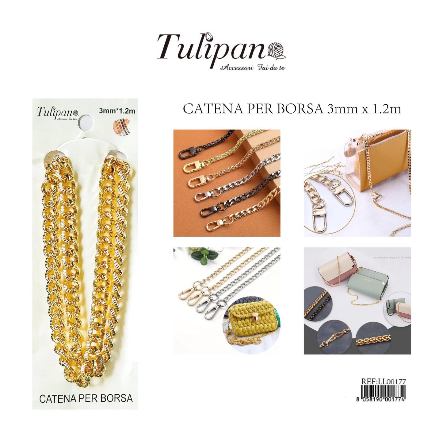 CATENA per borsa oro  3mmx1.2m
