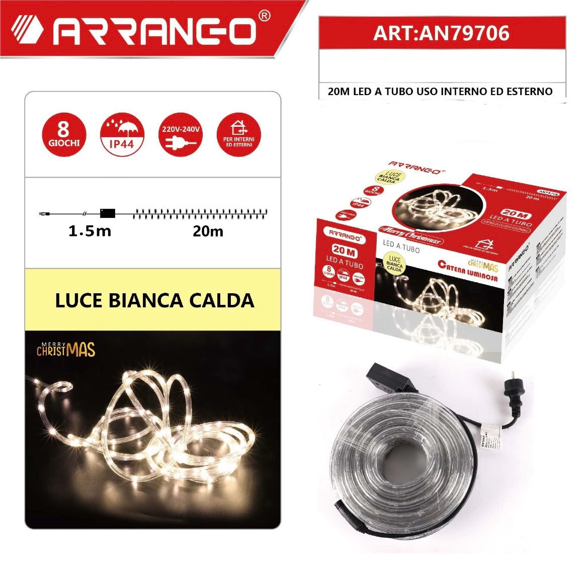 ARRANGO 20M LED a tubo uso interno e esterno