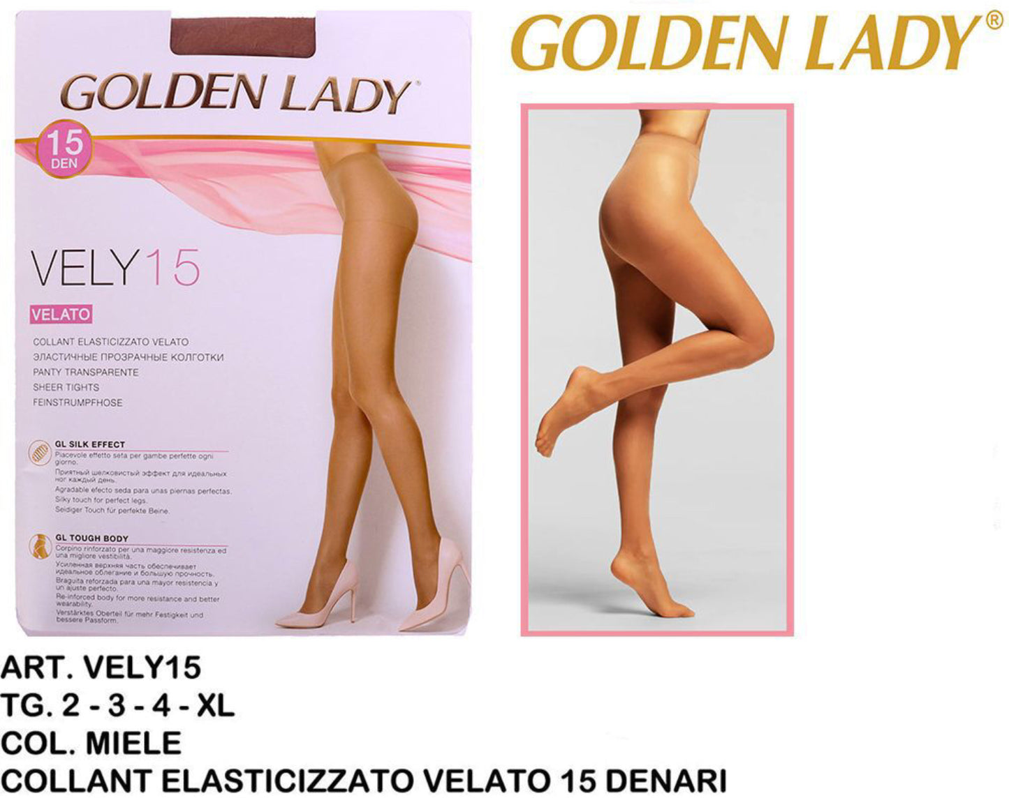 GOLDEN LADY collant  15denari miele