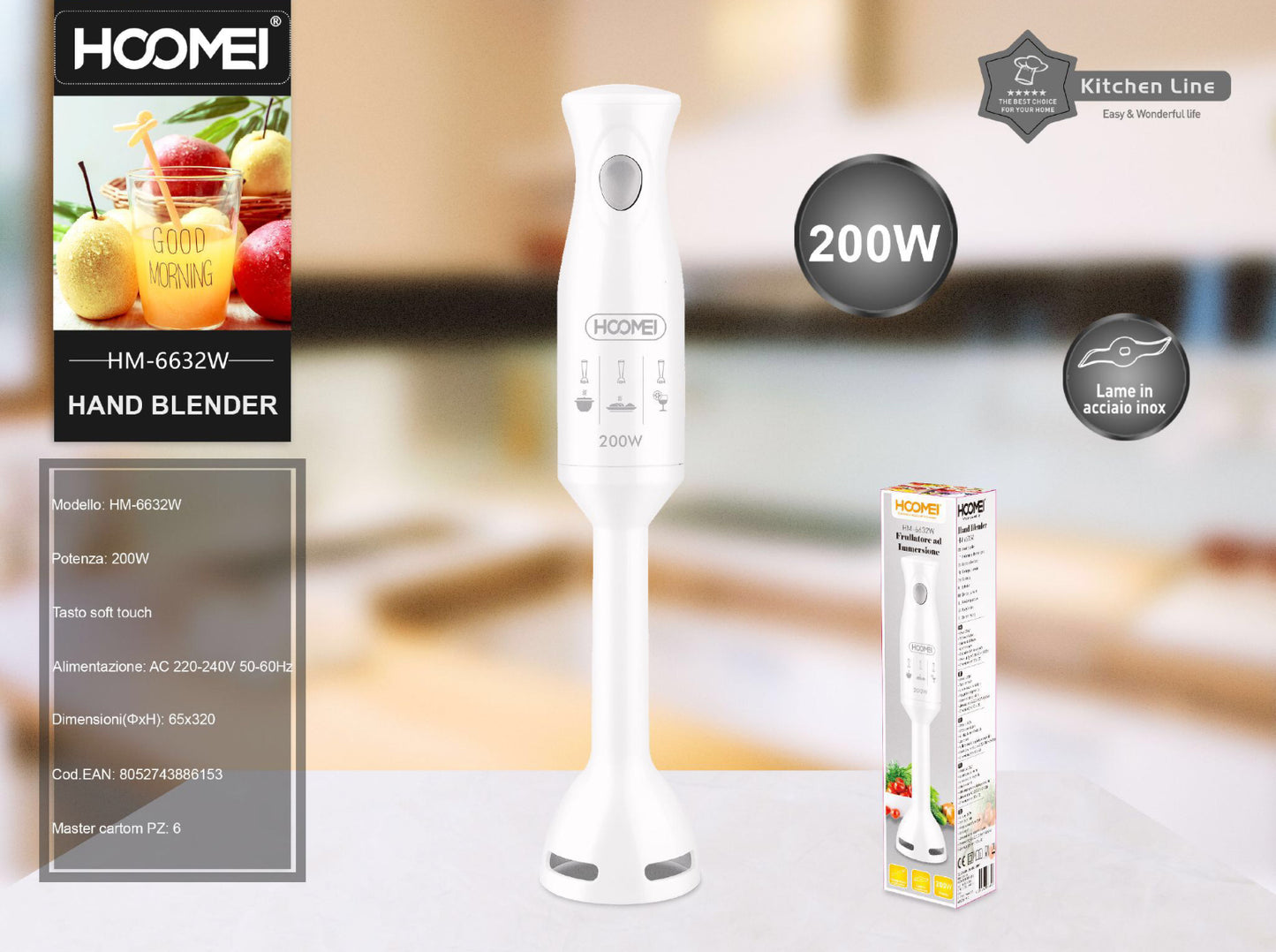 HOOMEI frullatore ad immersione HE-6632W