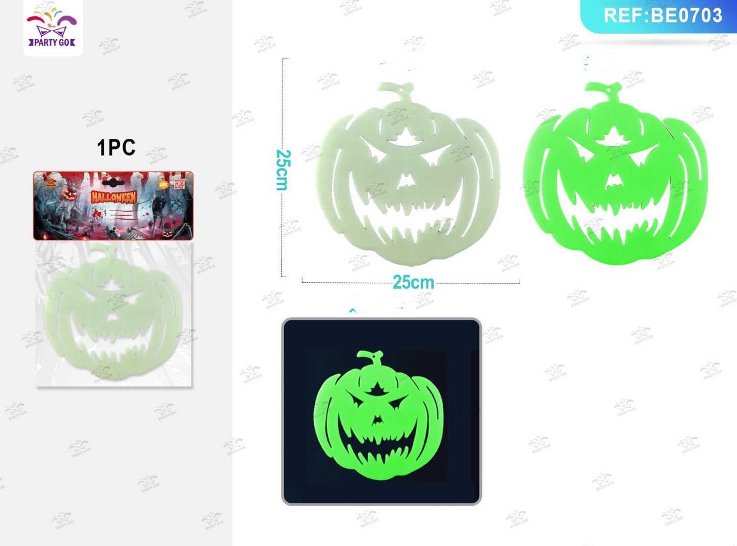 HALLOWEEN  ciondolo zucca fluorescente  25x25cm