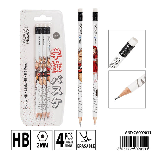 PRYMA L/manga matita con gommino HB 4pz