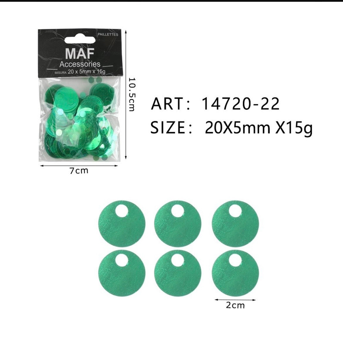 PAIETTE 20x5mm 15g ART.14720