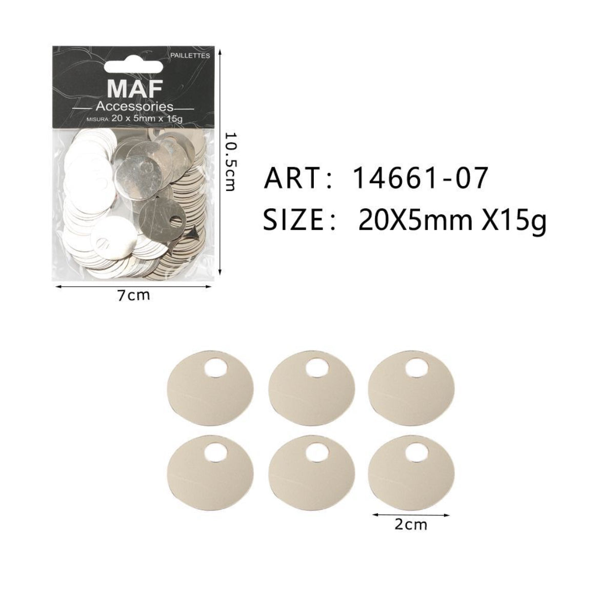 PAIETTE 20x5mm 15g ART.14661