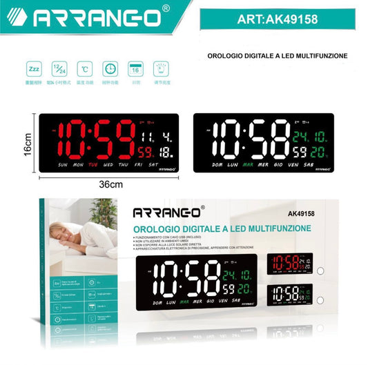 ARRANGO orologio digitale a LED multifunzione ART:AK49158