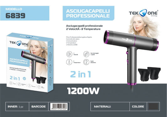 TEK ONE asciugacapelli professionale mod.6839