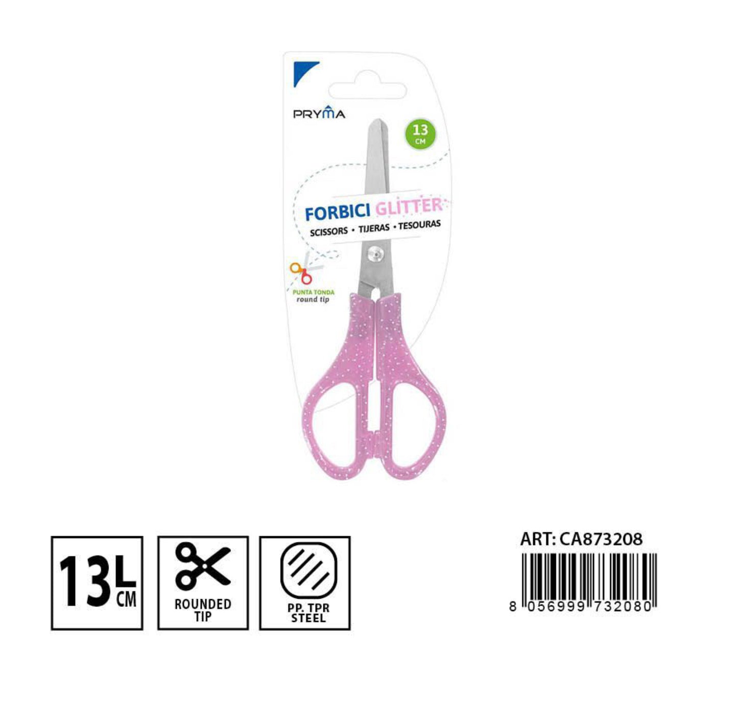 PRYMA forbici 13cm glitterato rosa