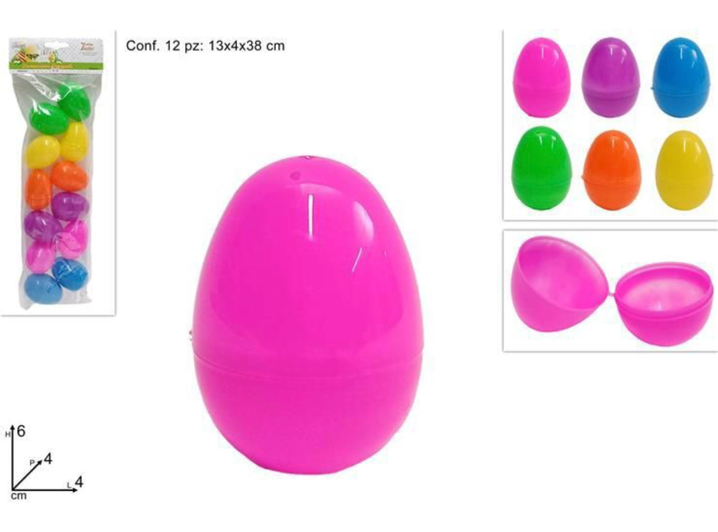 PASQUA  scatole uova colorate 6cm 12pz