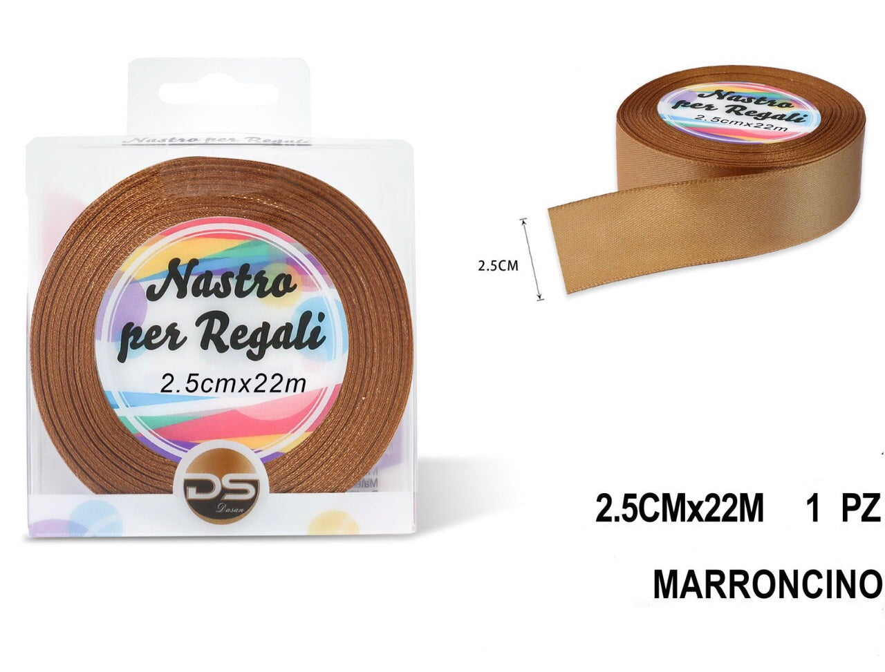 Nastro raso 2.5 cm MARRONCINO