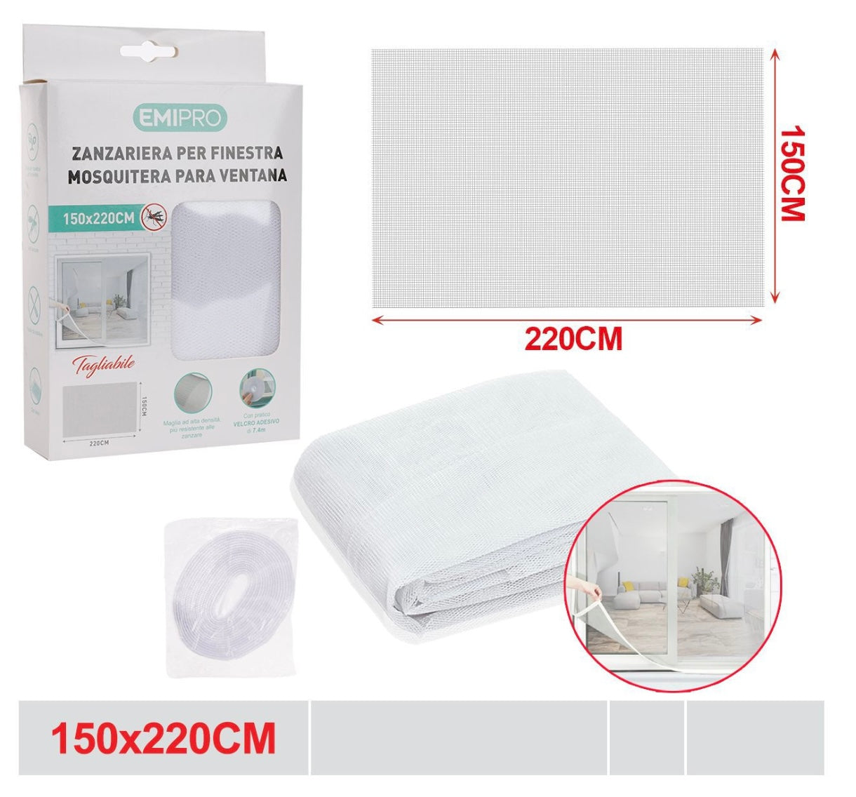 EMI ZANZARIERA PER FINESTRA 150*220CM