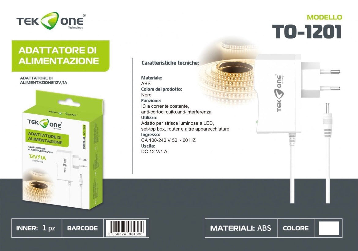 TEK ONE ALIMENTATORE 12V 1AHM TO-1201