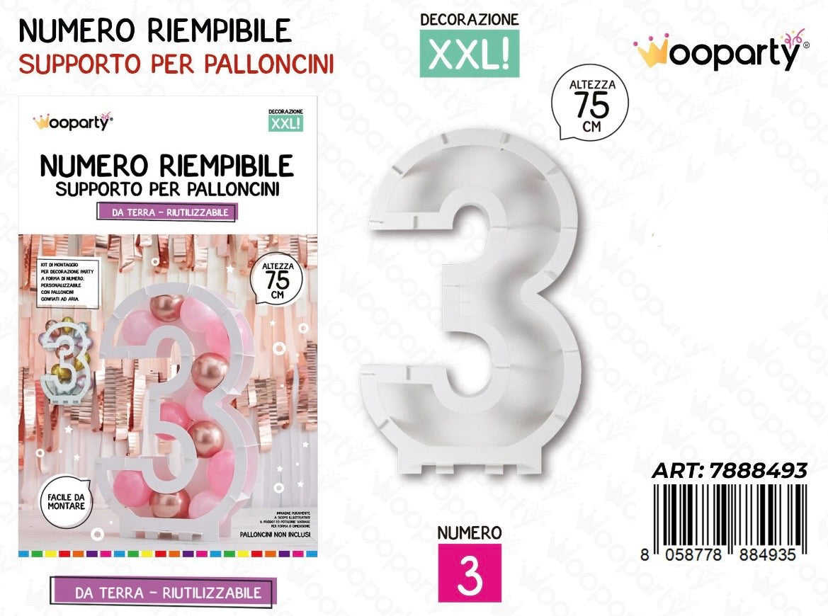 NUMERO riempibile  3 75cm