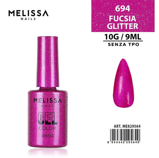 MELISSA SMALTO GEL UNGHIE 9ML N.694 FUCSIA GLITTER