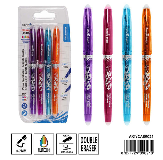 PRYMA Penna cancellabile colorate 0.7mm 4pz