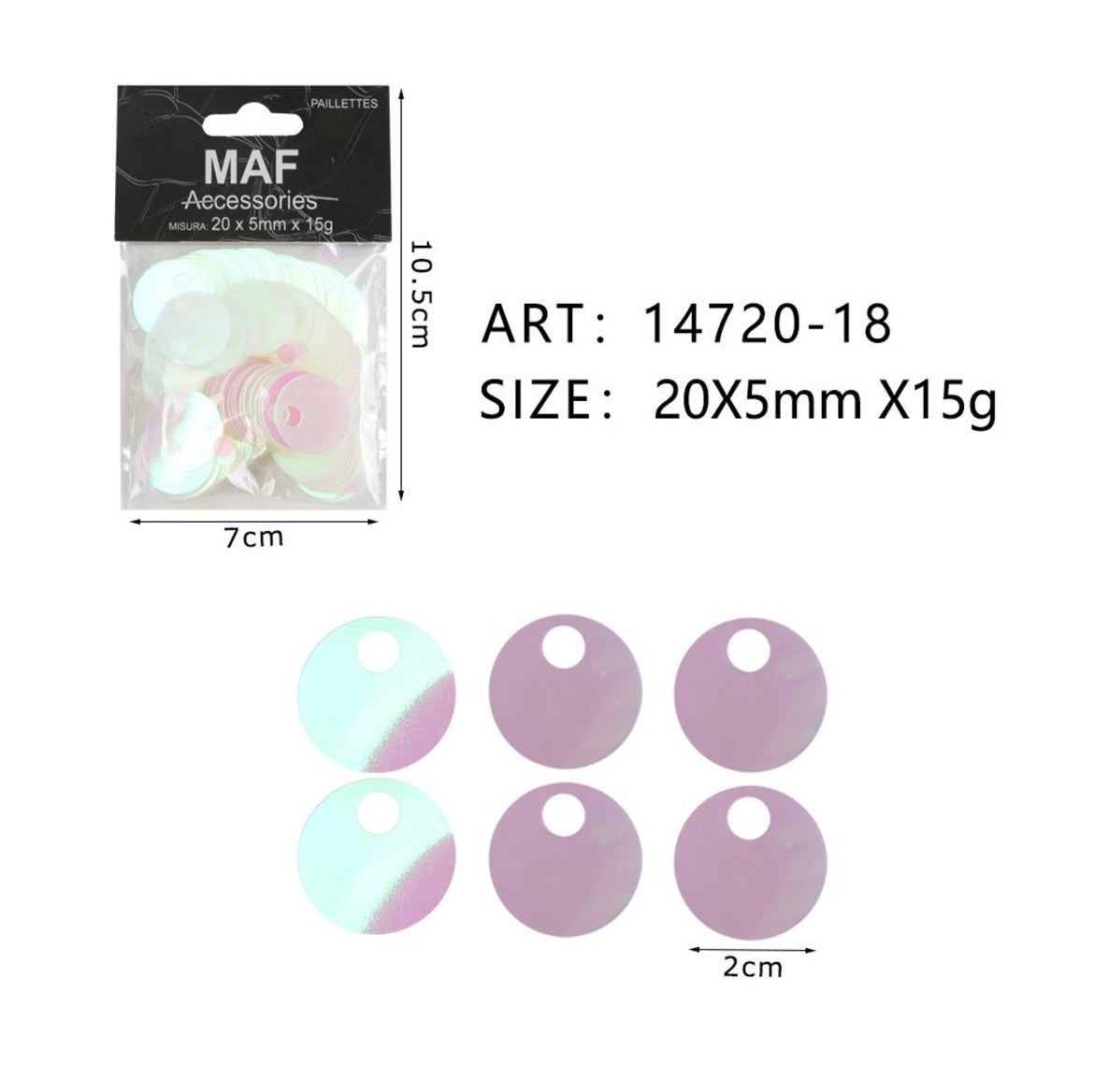 PAIETTE 20x5mm 15g ART.14720