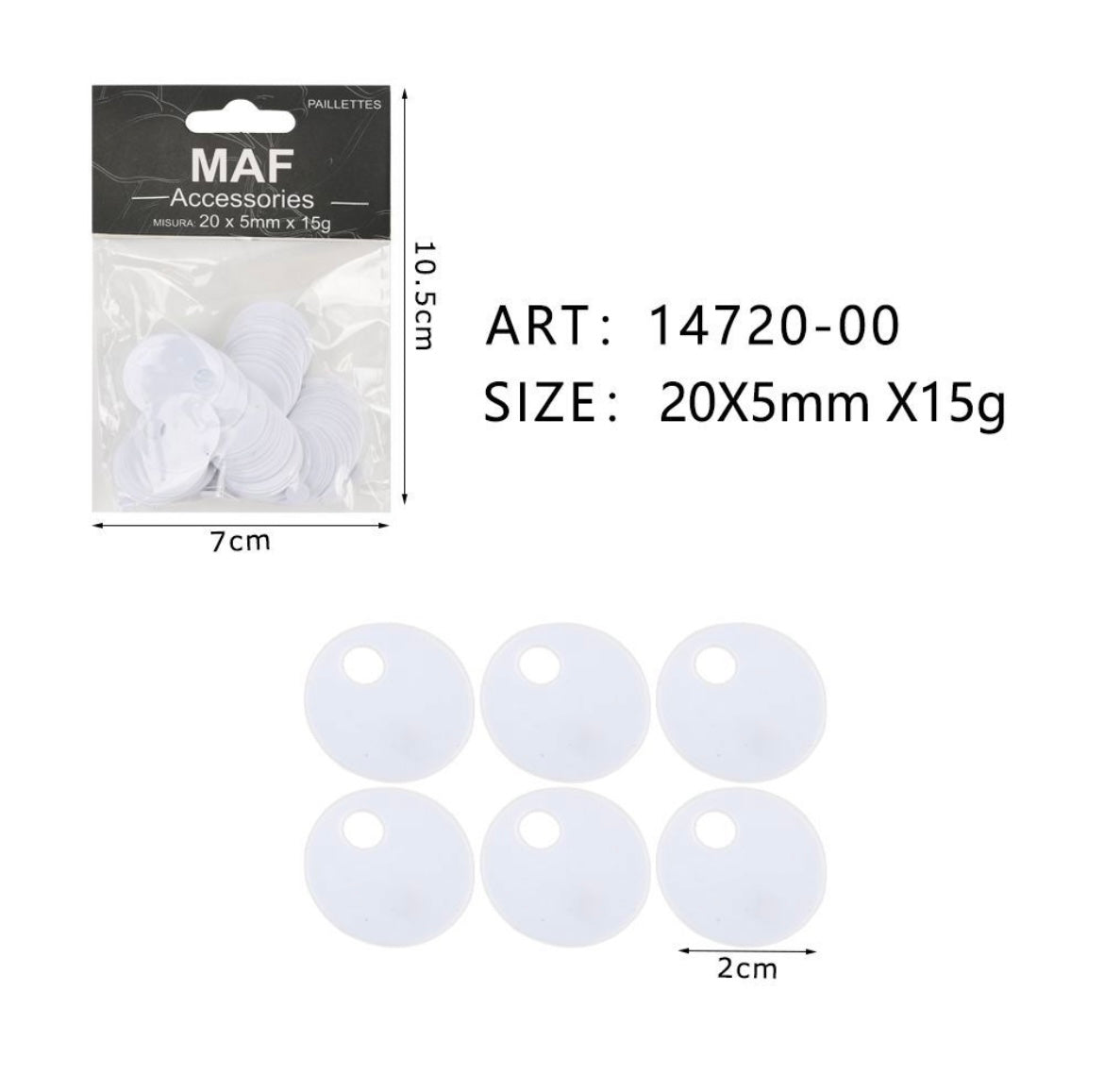 PAIETTE 20x5mm 15g ART.14720