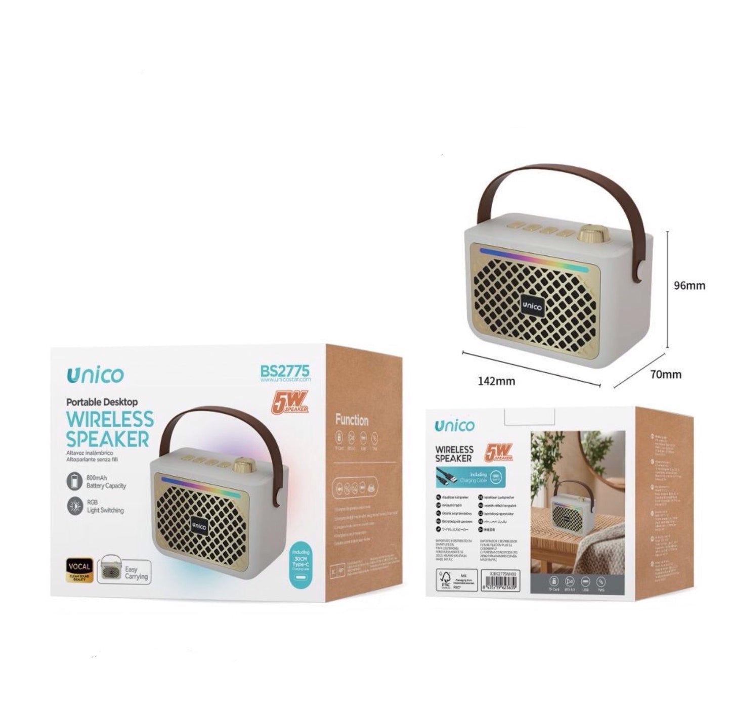 UNICO Bluetooth speaker square 5W portatile BS2775