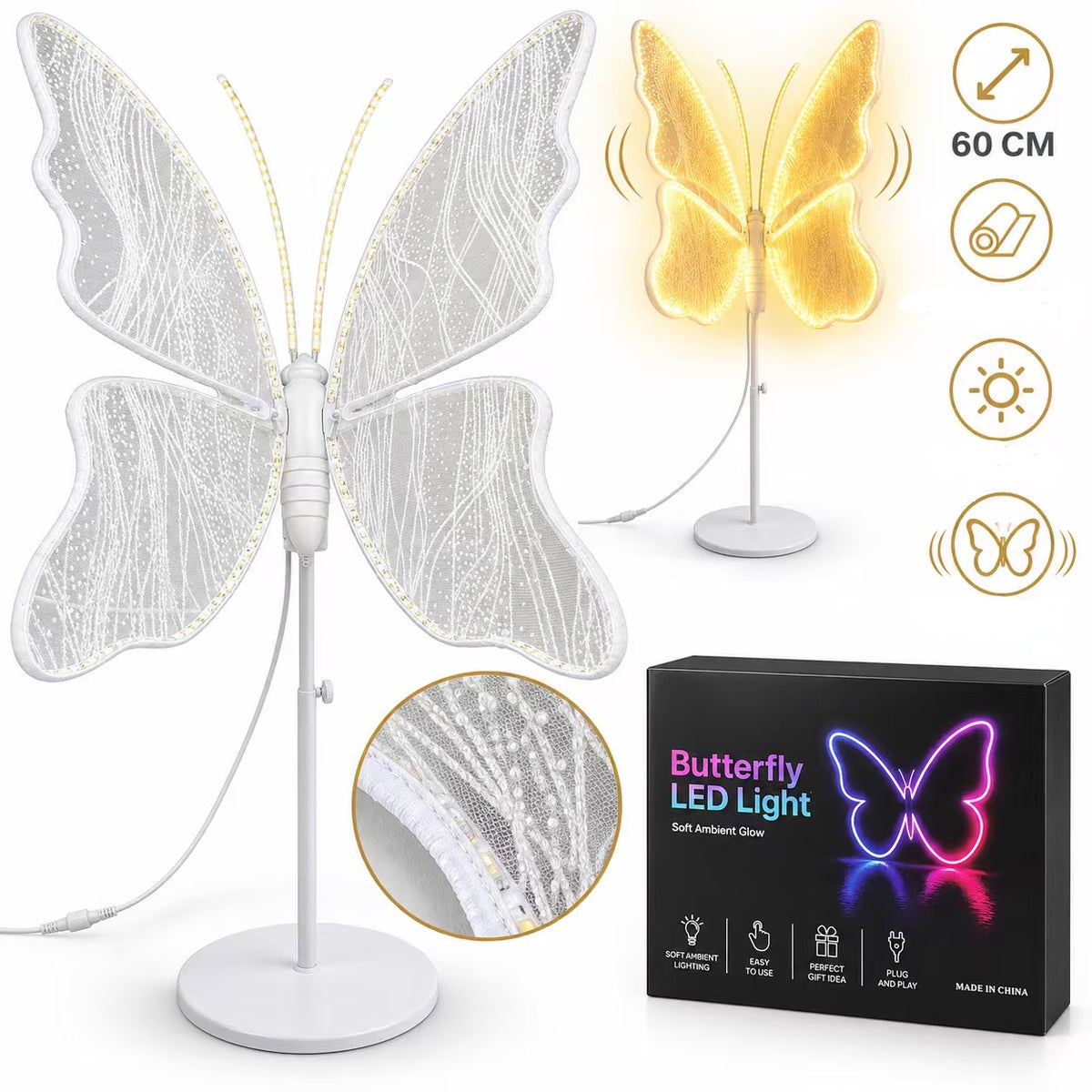 LUCE  BIANCO FARFALLA 60CM