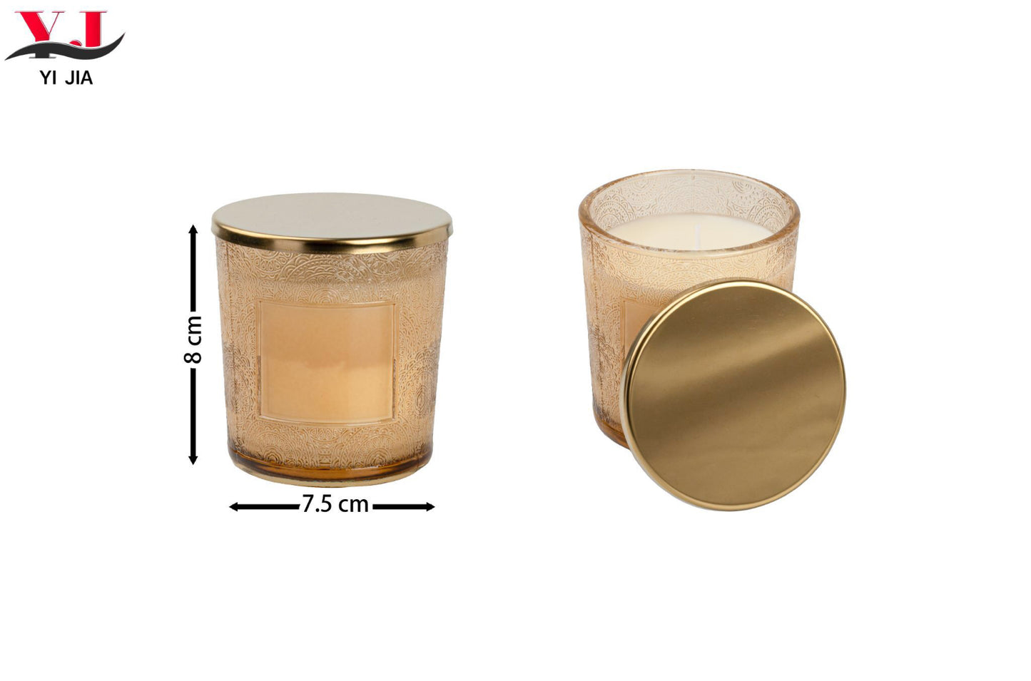 Barattolo vetro CANDELA 7,5x8cm  oro