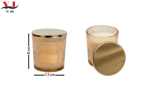 Barattolo vetro CANDELA 7,5x8cm  oro