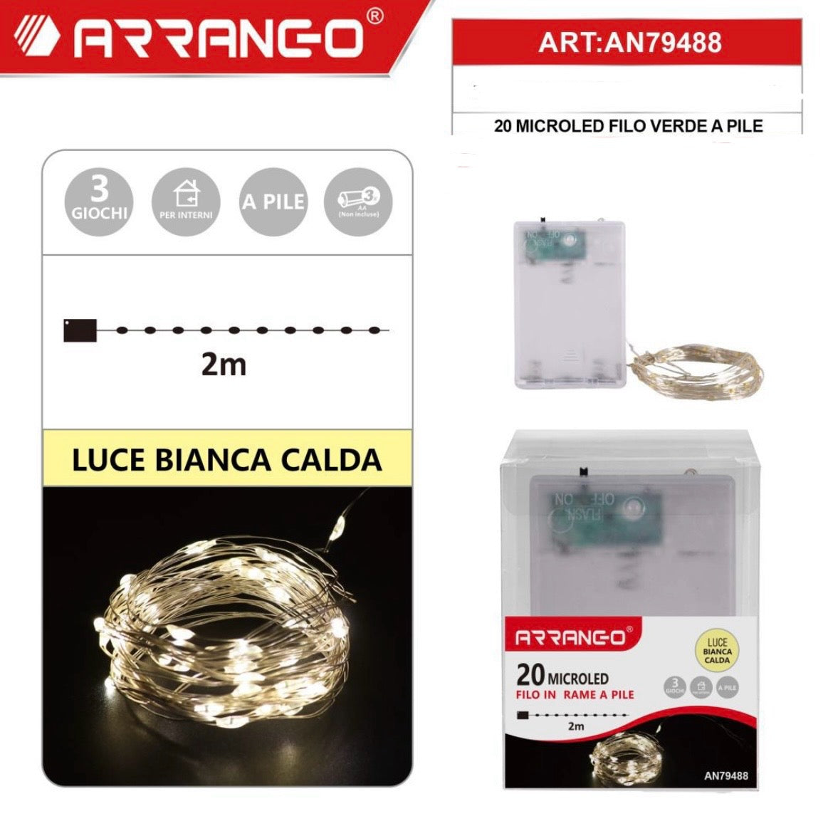 NATALIZIA 20 MICROLED  filo  in rame a pile